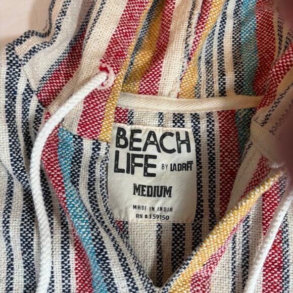 Beach Life by Ladra Woven pullover hoodie. Size M. Unisex. Poncho. Cotton - Picture 4 of 5